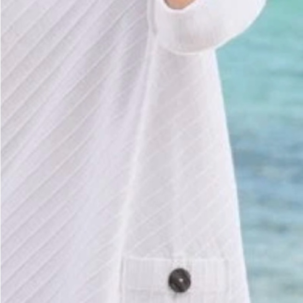Soft Surroundings Coastal White Top LagenLook Asymmetrical Artsy Size Large EUC - Picture 2 of 8
